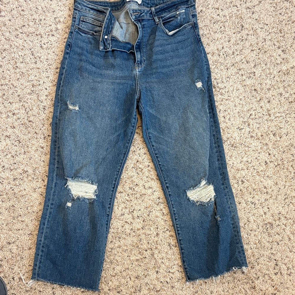 Carly Jean Los Angeles Distressed Blue Cropped Jeans Chrissy